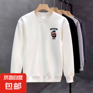 【重磅華棉】印花秋冬衛(wèi)衣男春秋季韓版新款圓領(lǐng)寬松上衣chic港風(fēng) 白色 V300大叔 L