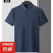 2025新款冰絲POLO衫男士短袖t恤夏季潮牌翻領(lǐng)半袖體恤男裝上OMS 深藍(lán)色 246 4XL 建議：180-190&155-170斤