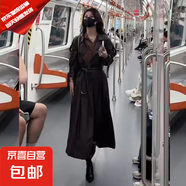皮風(fēng)衣女2025年春秋新款中長(zhǎng)款過(guò)膝復(fù)古時(shí)尚氣質(zhì)百搭顯瘦皮衣外套 復(fù)古黑色【都市佳人】 XL