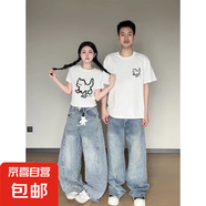 100%純棉短袖T恤男女款情侶裝新款休閑寬松上衣LHFS 白色常規(guī)款男女通用款 S