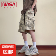 NASA BASE美式多口袋迷彩工裝短褲男潮牌嘻哈大碼直筒闊腿五分褲 JYF-H32棕色迷彩 7XL