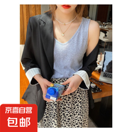 【都市麗人制造商】V領(lǐng)吊帶內(nèi)搭女寬松棉麻遮副乳小背心外穿 灰色【寬吊帶】 M  【85-96斤】