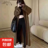 針織開衫女裝長款過膝慵懶風韓版休閑毛衣百搭風衣外套H18 咖啡色 M