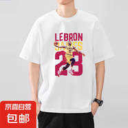 籃球球星NBAT恤美式漫畫高街潮牌男長袖重磅寬松純棉短袖小領(lǐng)口 ZJT-白色-詹姆斯 2XL 【建議150-180斤】