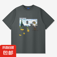 夏季百搭潮牌青少年男士純棉短袖t恤2025新款梵高系列上衣服體恤 深灰色-拼圖梵高 L