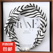 磁扣絲巾項(xiàng)鏈發(fā)帶高級(jí)感網(wǎng)紅新款磁力扣手鏈小長(zhǎng)條女春夏天護(hù)頸帶 黑白條紋 57*13CM