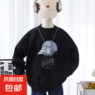2025春秋款兒童衛(wèi)衣男童女童韓版臟臟衛(wèi)衣套頭衫中大童寬松上衣79 臟臟衛(wèi)衣-黑色 星辰衛(wèi)衣 150 cm