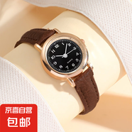 時(shí)尚女士首飾手表休閑輕奢韓版閨蜜女款小巧數(shù)字指針小表盤石英表 咖帶黑面