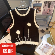 小個(gè)子針織馬甲女2025春季新款溫柔系短款背心高級(jí)感無袖毛衣疊穿 3071黑色 L  【建議110斤-120斤】