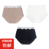 時(shí)菲兒時(shí)菲兒蕾絲無痕內(nèi)褲女襠高腰收腹提臀女士三角短褲舒適透氣 深膚色+白色+黑色 【3條裝】 M （80-100斤）
