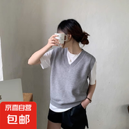 2025春秋款疊穿新款寬松復(fù)古針織毛衣馬甲女背心韓版百搭外穿外套 2208灰色 M  【建議96斤-110斤】