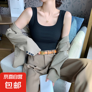 美式寬肩遮副乳吊帶背心女內(nèi)搭夏季薄款修身簡(jiǎn)約洋氣百搭打底上衣 黑色 L 【推薦110-135斤】