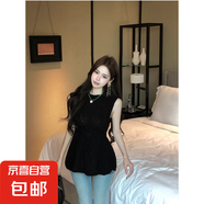 小香風麻花針織衫女春夏法式收腰蓬蓬小上衣獨特絕美毛衣無袖背心 1930黑色 XL 【建議121斤-135斤】