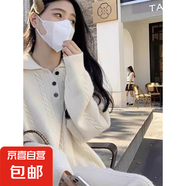 錦裳淑中長(zhǎng)款套頭毛衣女秋冬裝寬松白色長(zhǎng)款連衣裙針織衫內(nèi)搭配大 米白色 L