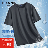 【速干網(wǎng)眼透氣】男士高端冰絲短袖男夏季半袖t恤男情侶衣服男裝 網(wǎng)眼短袖-深灰色 2XL