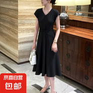 2025年新款夏季休閑百搭遮肚子顯瘦赫本風(fēng)小個(gè)子a字裙女D2625 黑色 2XL 【130-145斤】