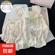 帶胸墊睡衣女夏季天學(xué)生吊帶短褲甜美可愛格子少女薄款家居服套裝 137-4星星 M