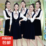 2025春夏款純色學(xué)院裙套裝減齡韓版長袖襯衫連衣裙氣質(zhì)通勤兩件套 白上衣黑裙 S