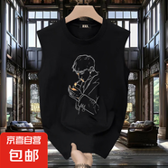潮流休閑坎肩背心夏季韓版設(shè)計寬松百搭運動透氣男士無袖T恤t恤 黑色. 3XL 建議145-160斤以內(nèi)穿