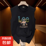 潮流休閑坎肩背心夏季韓版設(shè)計(jì)寬松百搭運(yùn)動(dòng)透氣男士無(wú)袖T恤t恤 黑色 5XL 建議180-200斤以?xún)?nèi)穿
