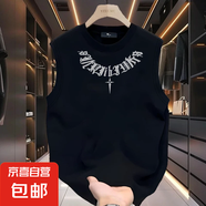 美式復(fù)古背心男款寬松2024夏季無袖t恤ins潮流馬甲上衣男士背心 黑色 3XL 建議145-160斤以內(nèi)穿