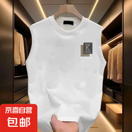 背心男夏季寬松坎肩背心跨欄運(yùn)動無袖t恤潮流韓版汗衫男士背心 白色.. M 建議80-100斤以內(nèi)穿