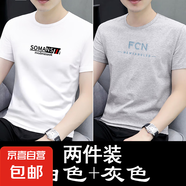 啄木鳥2025夏季純棉短袖t恤男士潮流青年半袖體恤寬松上衣服打底 6688白色+6642灰色 3XL 推薦155-170斤
