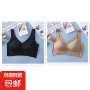 夏季薄款軟支撐提拉美背吊帶女無鋼圈聚攏上托調(diào)整型無痕大碼內(nèi)衣 黑色+咖色-超值2件裝 L (建議90-110斤)