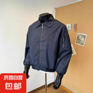 【美式復古】設計感翻領夾克簡約時尚百搭潮流夾克外套男女潮 藏青色 XL (建議140-160斤)