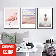 幾何抽象餐廳裝飾畫現(xiàn)代抽象客廳沙發(fā)背景墻壁畫高級感三聯(lián)掛畫 C款（一套三幅） 60*80*3-晶瓷膜金色鋁合金框