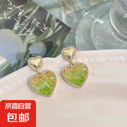 漸變色碎鉆愛心小方耳墜925銀針小眾高級感春夏新款 綠色漸變愛心耳夾 無規(guī)格