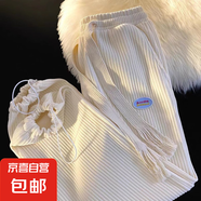 加絨/不加絨】闊腿褲秋冬高腰垂感加絨黑色直筒燈芯絨休閑褲ZHFS 杏色【加絨加厚】 XL