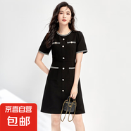 小香風(fēng)短袖連衣裙女2025夏裝新款女裝小個(gè)子法式氣質(zhì)高級感顯瘦 黑色 2XL