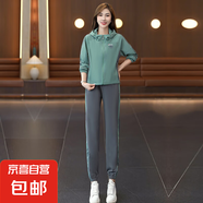 天籟之城運(yùn)動(dòng)服套裝女2025秋季時(shí)尚洋氣減齡休閑衛(wèi)衣跑步服 綠色 S