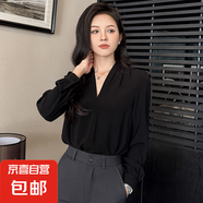 西裝套裝女正裝職業(yè)工作服氣質(zhì)美容院酒店足浴技師珠寶店西服外套 黑色（6701# 單件襯衫） S (建議體重90斤以下)
