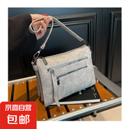 跨境2025女包時(shí)尚單肩包韓版斜挎包手提包功能女包大容量包通勤包 灰色