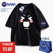 NASAN-JIOEN純棉短袖T恤男女炫彩星星印花NASA聯(lián)名潮流通勤休閑上 黑色TC-L-3369 S 【80-100】