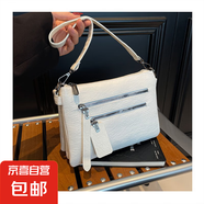 跨境2025女包時尚單肩包韓版斜挎包手提包功能女包大容量包通勤包 白色