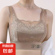 無(wú)鋼圈蕾絲花邊抹胸內(nèi)衣女聚攏調(diào)整型美背心運(yùn)動(dòng)無(wú)痕文胸加大碼 【卡其】 L 碼【105-130斤】