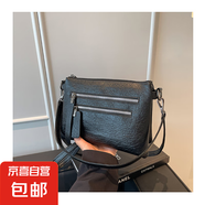 跨境2025女包時(shí)尚單肩包韓版斜挎包手提包功能女包大容量包通勤包 黑色