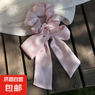 蘇純法式仙女緞面蝴蝶結(jié)飄帶頭繩韓系高級大腸發(fā)圈氣質(zhì)優(yōu)雅扎馬尾 粉色-蝴蝶結(jié)發(fā)繩 1個