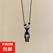 咖色小熊蝴蝶項鏈復(fù)古卡通可愛氣質(zhì)毛衣鏈時尚小眾設(shè)計感鎖骨鏈女 項鏈-黑色