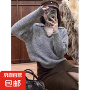 水鉆亮片翻領(lǐng)毛衣女針織衫女韓版寬松內(nèi)搭打底顯瘦針織上衣女h533 灰色 XL
