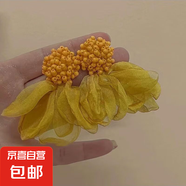 銀針彩色水晶花朵流蘇耳環(huán)甜美小清新耳鉤耳墜韓系高級感耳飾批發(fā) 11#銀針-環(huán)保-黃色