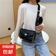 2025新款包包女斜網(wǎng)紅夏季單肩包挎包女小眾設計感鏈條繡線(xiàn)子母包 黑色
