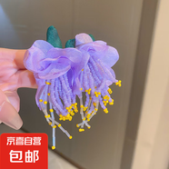 銀針彩色水晶花朵流蘇耳環(huán)甜美小清新耳鉤耳墜韓系高級感耳飾批發(fā) 16#銀針-紫色