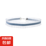 日韓甜美少女霧霾灰藍色蕾絲蝴蝶結(jié)愛心項鏈CHOKER頸鏈短款鎖骨鏈 灰藍絲絨波浪鎖骨鏈