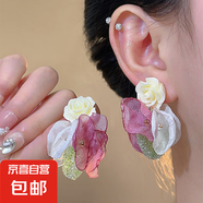 銀針彩色水晶花朵流蘇耳環(huán)甜美小清新耳鉤耳墜韓系高級感耳飾批發(fā) 8#銀針-白色-紫色-綠色
