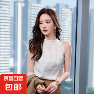 仿真絲掛脖吊帶背心女2025春夏新款設(shè)計(jì)感上衣職業(yè)裝內(nèi)搭打底衫 白色 （RF0071） L 碼100-108斤