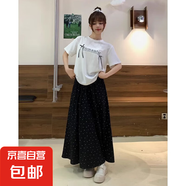波點半身裙女夏季2025新款高腰a字顯瘦中長款法式小個子白色傘裙 黑色 常規(guī) 小個子專屬145-158cm M 體重96-110斤